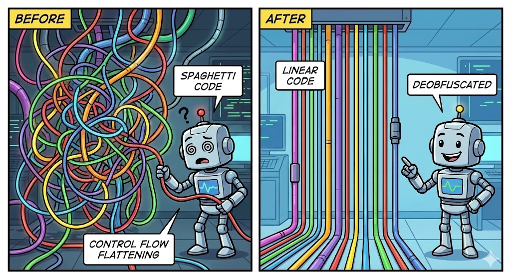 [Practice] Untangling ‘Spaghetti Code’ like Curly Ramen Noodles with AI to Create Linear Code! 🍜 (Control Flow Deobfuscation)